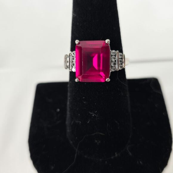 Ruby Color Gemstone Ring .925 Sterling Silver Women's 8.5 Cubic Zirconia NWOT - Picture 10 of 16